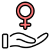 Small Hand illustration Icon holding a female symbol to represent menopause support