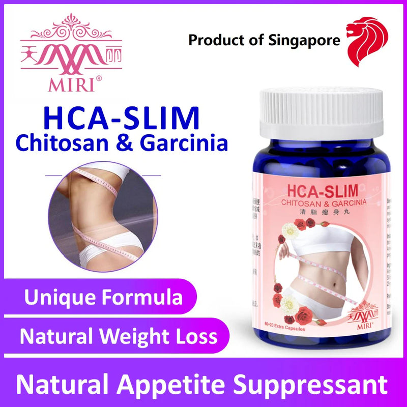 A capsules bottle called HCA Slim with description text and images on a white background