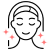 Small face illustration icon with closed eyes and sparkles around, indicating skin rejuvenation