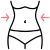 Small waist illustration icon with arrows pointing to it to illustrate body slimming